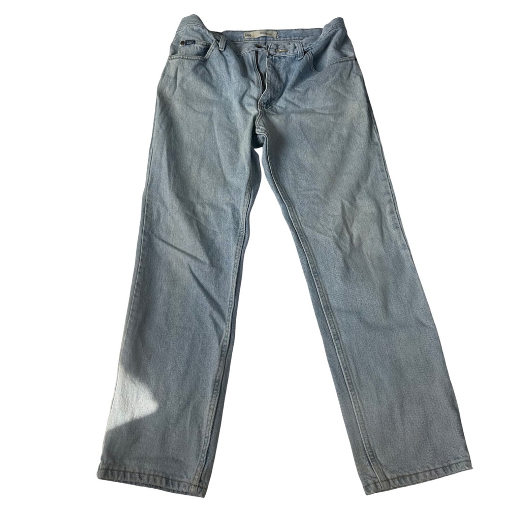 Lee Regular Fit Jeans Mens 34x30 Light Wash Straight Leg Denim 2008991